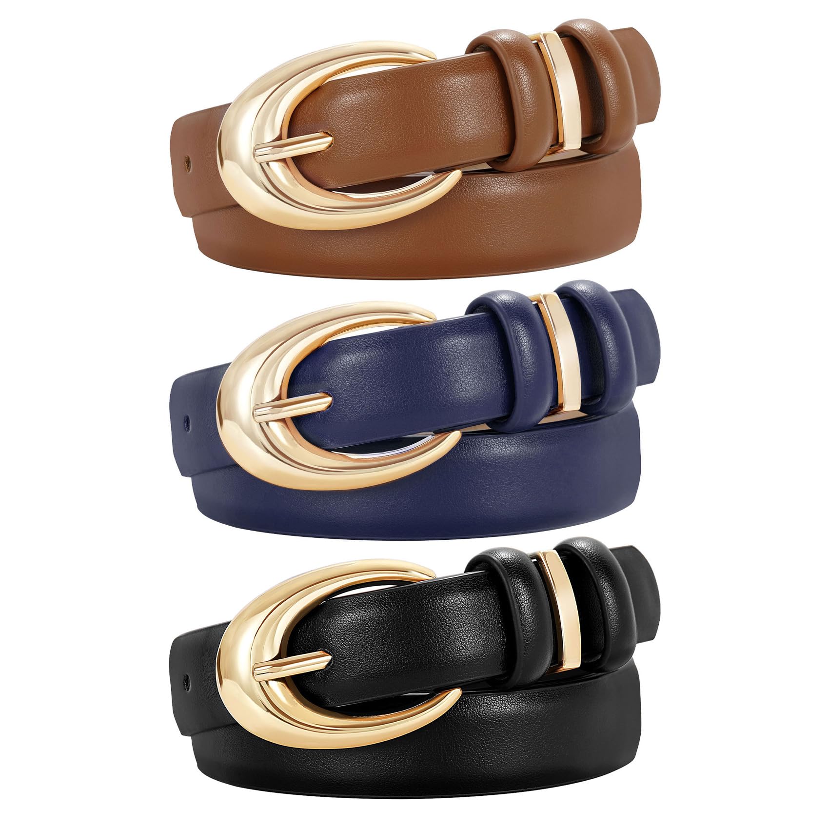 TRIWORKS 3 Pack Women Leather Belt