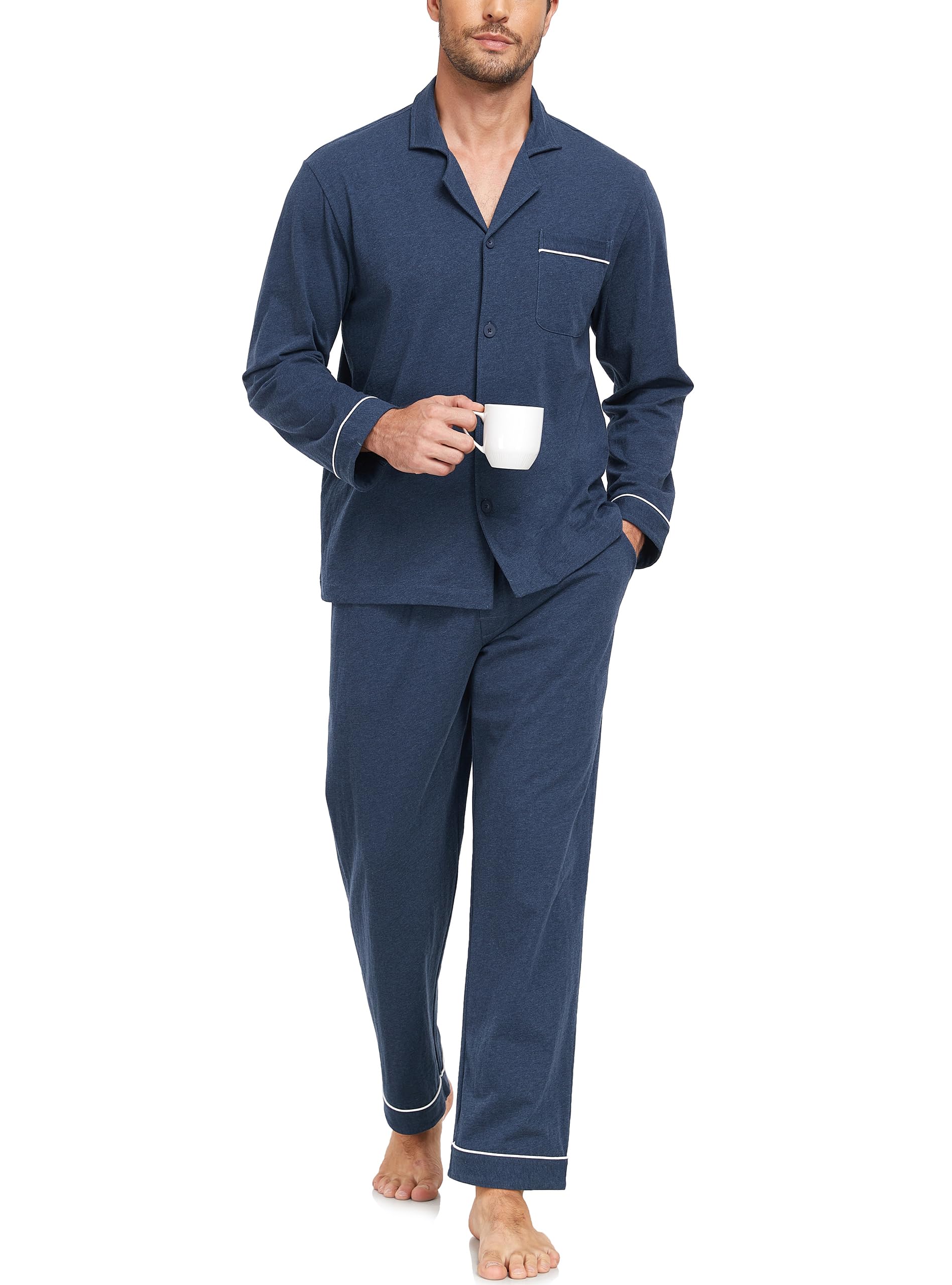 EA'S SECRET Herren-Pyjama-Set aus 100% Baumwolle, kurzärmeli
