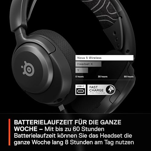 SteelSeries Arctis Nova 5 Casque Gaming Sans Fil Multi-Système - Haut-parleurs magnétiques néodyme - 100+ profils audio - Batterie 60h - 2,4GHz/BT - Micro ClearCast Gen 2.X - PS4/5, PC, Switch, Mobile - 8
