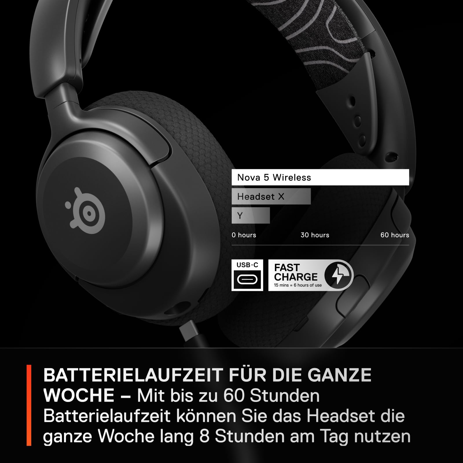 SteelSeries Arctis Nova 5 Wireless Gaming Headset Multi-System PC PS5 2,4 GHz BT 60H Akkulaufzeit