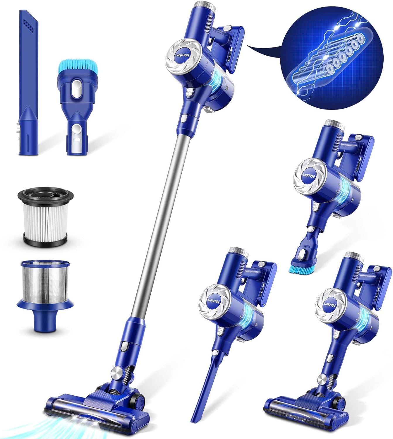 Moolan Cordless Vacuum Cleaner, 6in1 Stick Vacuum with