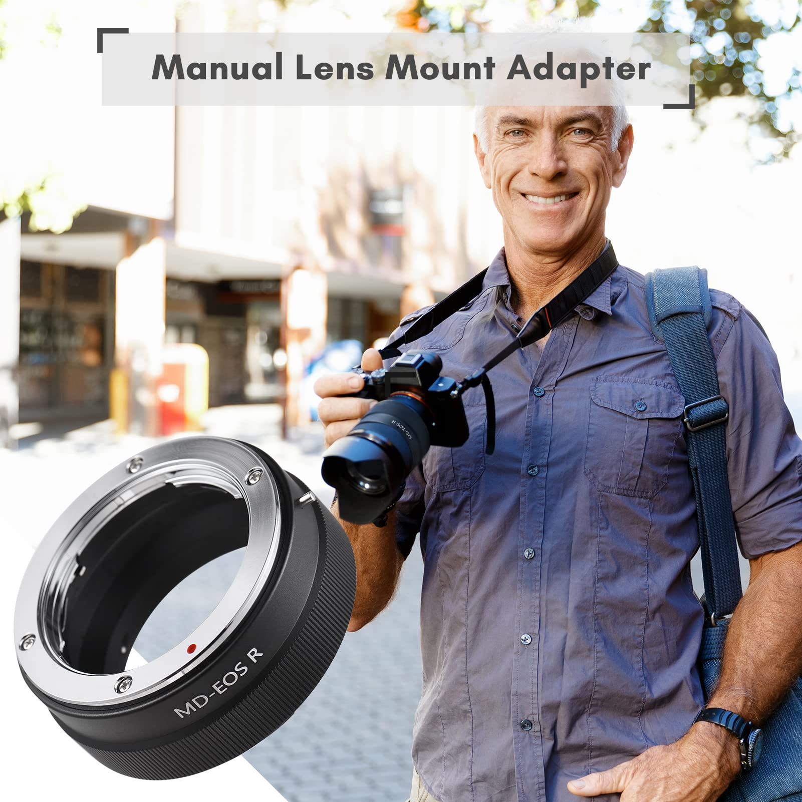 Andoer Aluminium Alloy Manual Lens Mount Adapter Ring for Minolta MD MC to Canon EOS R/RP/Ra/R5/R6/R7/R10 Mirrorless Camera with RF Mount - Image 2