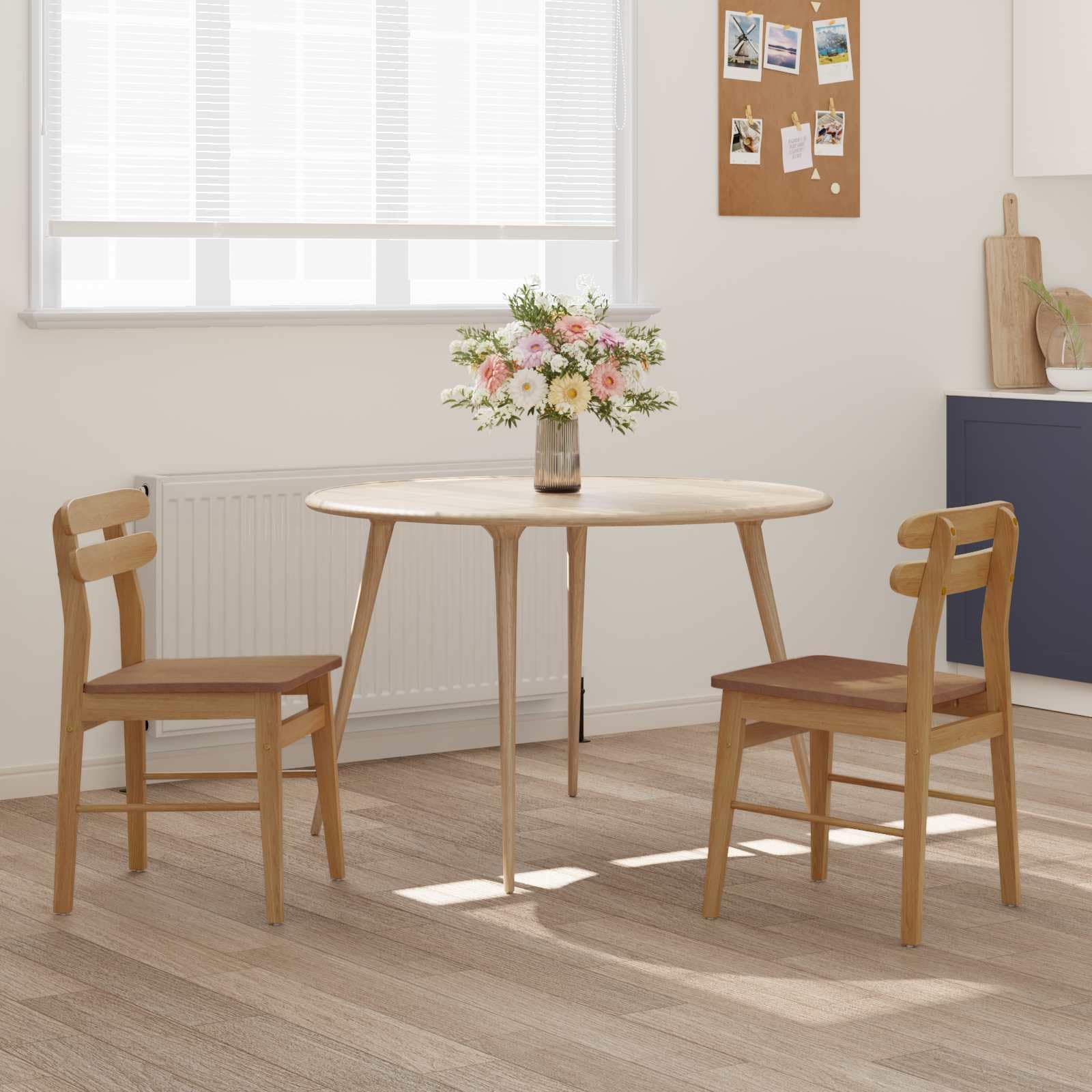 Set di 2 sedie da sala da pranzo in legno massello naturale massiccio, vintage, con imbottitura, ergonomiche, robuste, versatili, per sala da pranzo, cucina, soggiorno, caffetteria
