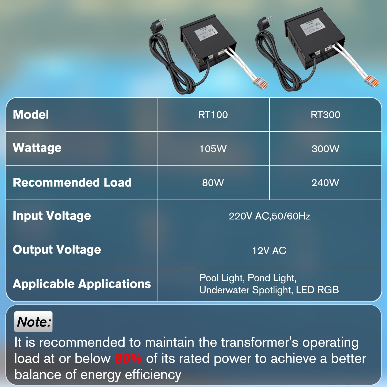 300W Transformator, AC 220V auf AC 12V, Wasserdichter Transformator mit Stecker, Geeignet für LED Poolbeleuchtung, PAR56, Halogenlampen
