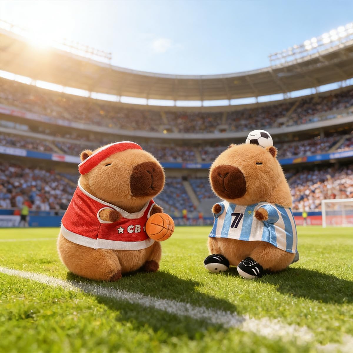 Capybara Plush Stuffed Animal, 8.7" Basketball Plushie Kawaii Capybara Stuffed Toy Cute Birthday Gift for Kids Girls