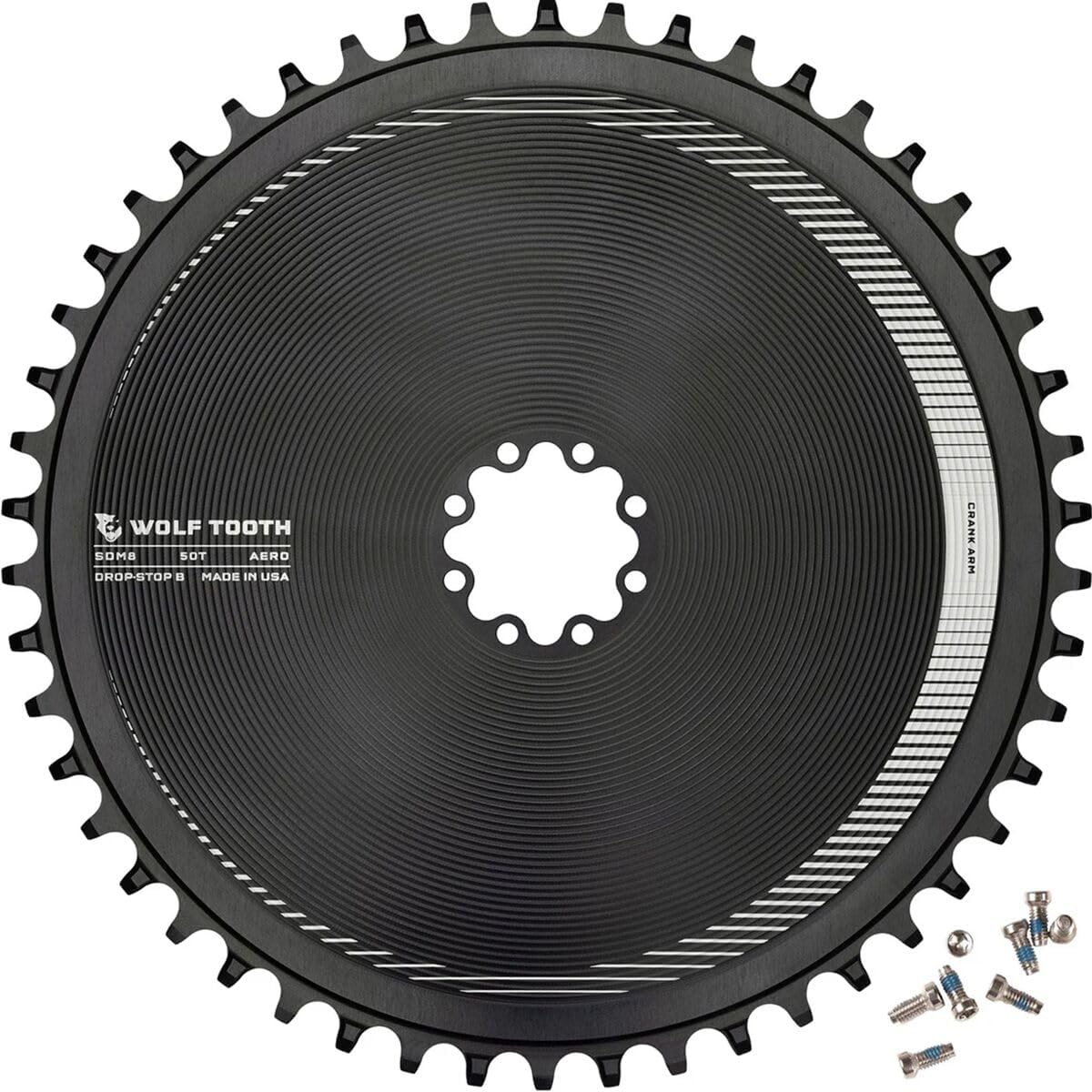 Wolf Tooth Components Sram Compatible Direct Mount Aero Chainring Black, 8-Bolt, 52T