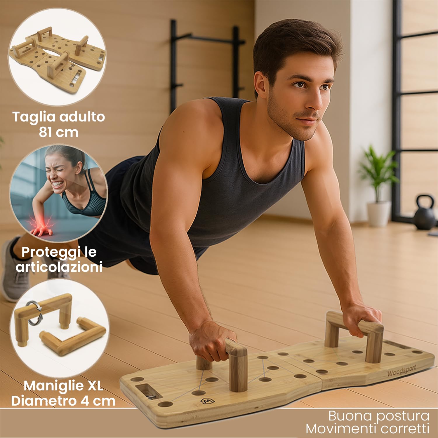 Amplitude – Tavola per Flessioni/Push Up Board Pieghevole – Attrezzi Fitness per Palestra a Casa – con Bande Elastiche + Guida Allenamento 30 in 1