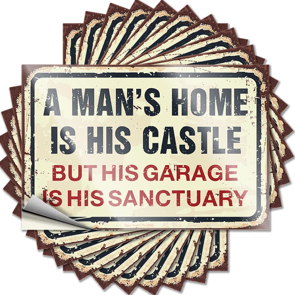 Vintage, Decals Garage A Man's Home is His Castle But His Garage is His Sanctuary | Outside Unique(8X12CM)