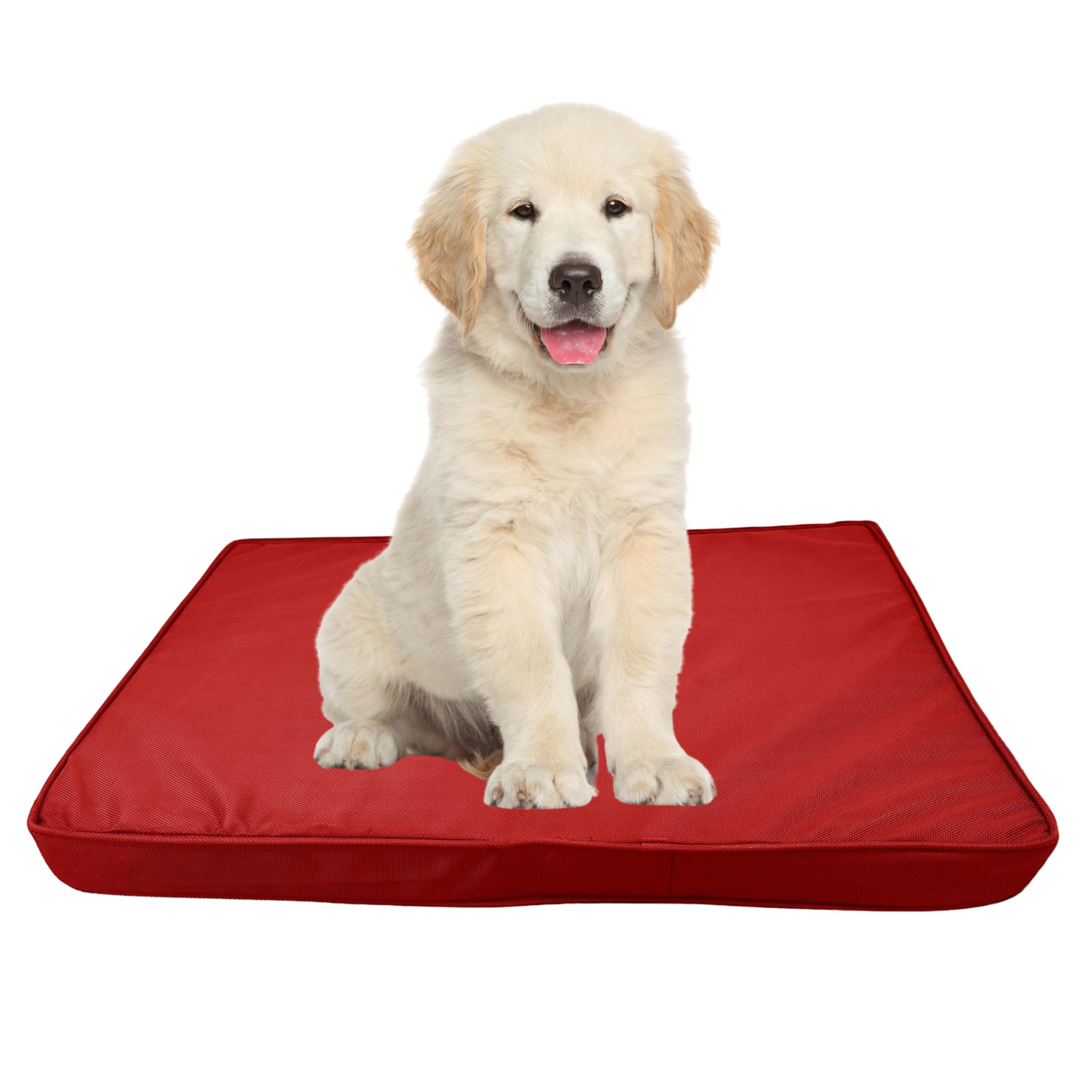 DURAFOAM® Waterproof Dog Bed - Orthopaedic Crate Mattress Dog Bed Non-Skid Flat Pet Bed for Dogs - Wipe Clean Hygiene Material - Red - 48 x 30 x 2.5 inch (122 x 75 x 6.35cm)
