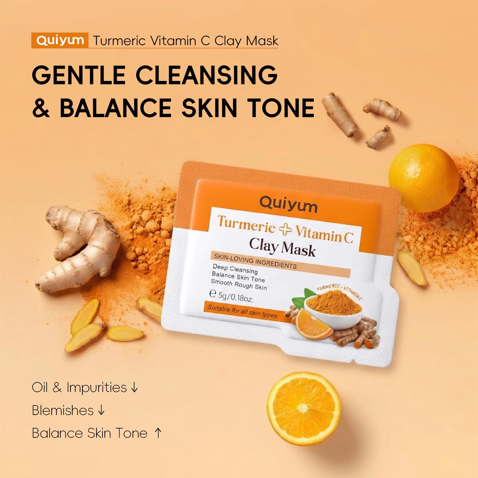 QUIYUM Kit Skincare Viso Curcuma e Vitamina C – Set Regalo 14 Pezzi per Donna, Detergente Schiuma Profonda, Controllo Sebo, Idratazione e SPF 50+