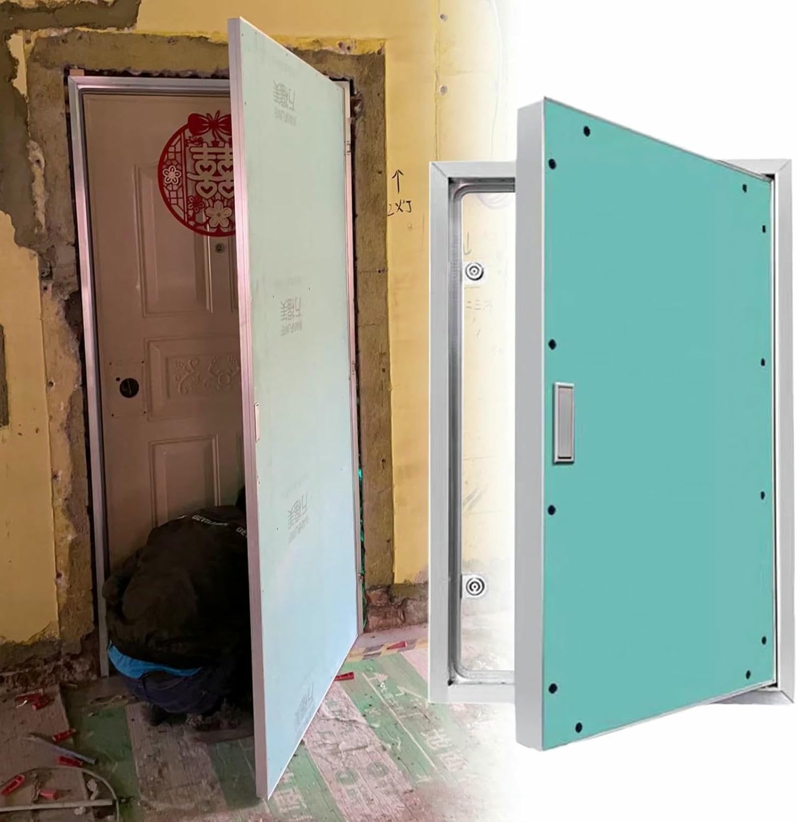 Puerta metálica de acceso para ático y tabiques de pladur en reformas del hogar