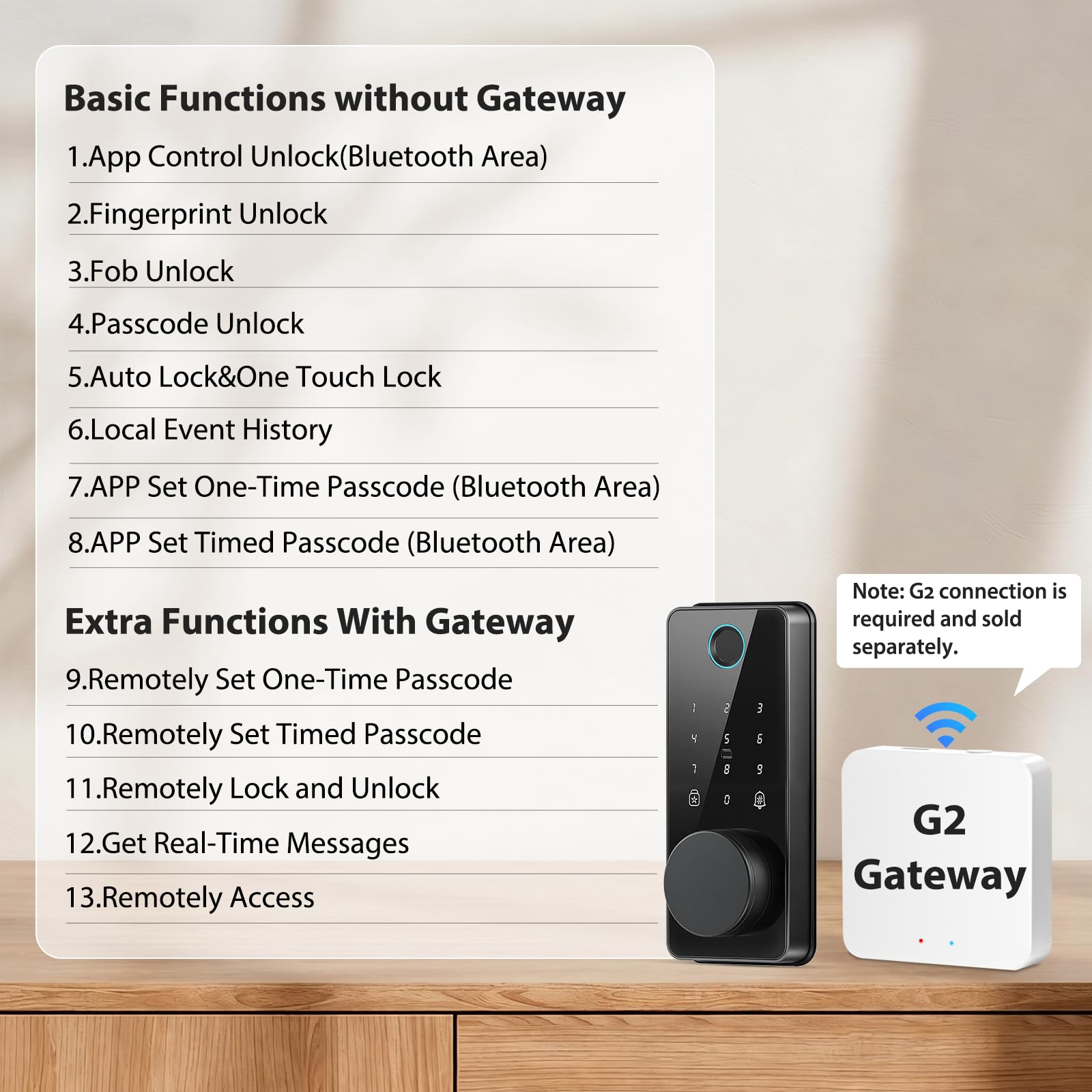 Biquole Cerradura inteligente para puerta delantera, cerradura de puerta de entrada sin llave con teclado, cerraduras electrónicas digitales con huella dactilar, control de aplicación por Bluetooth