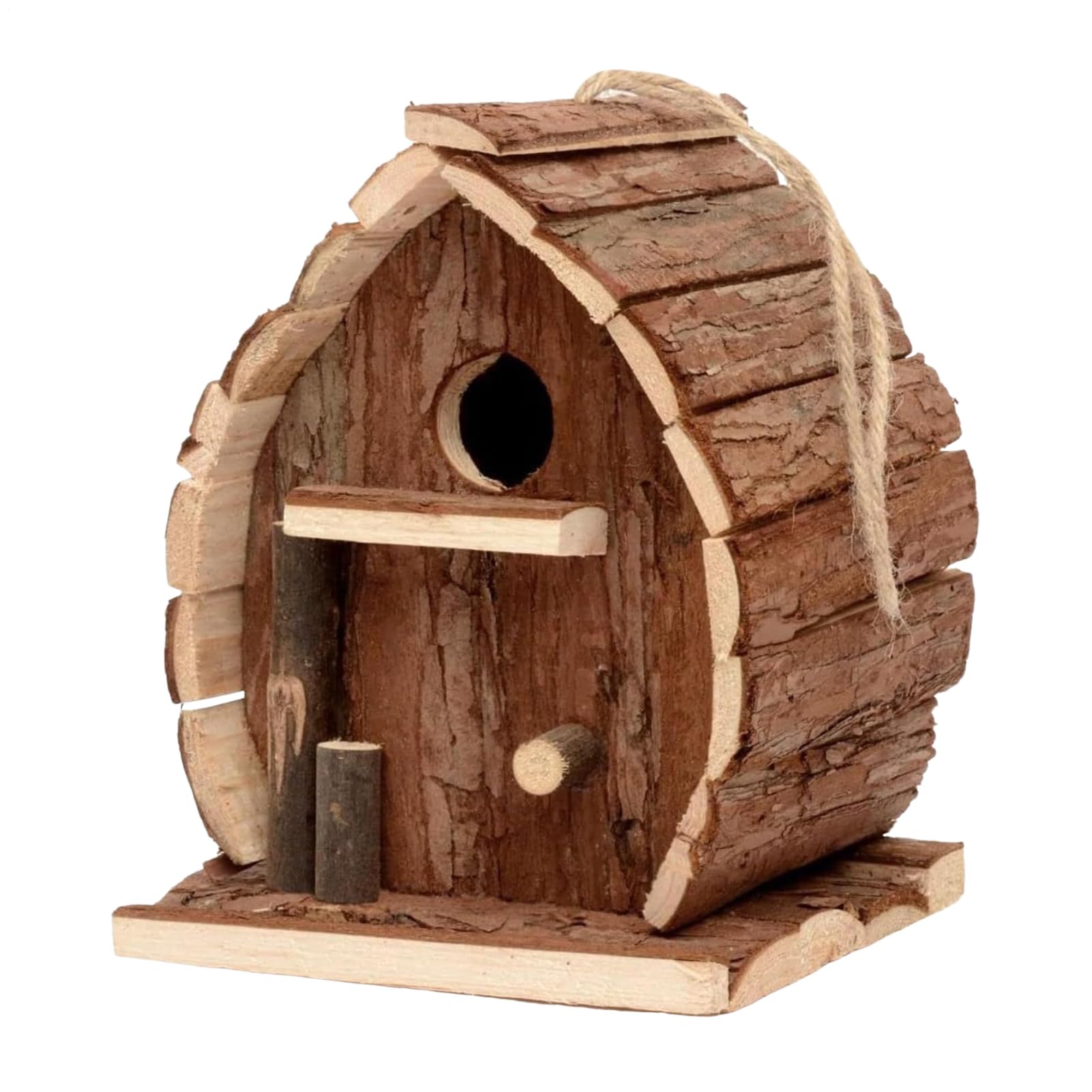 Outdoor Bird House: Wooden Noodle Cage Eater Shelter Rustic Design Decorative | Garden Cover, Window, Tree, Patio, Backyard Decoration, Wildlife