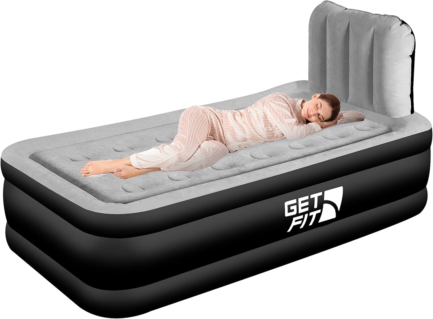 Get Fit Air Bed With Built In Electric Pump Premium Single Airbed