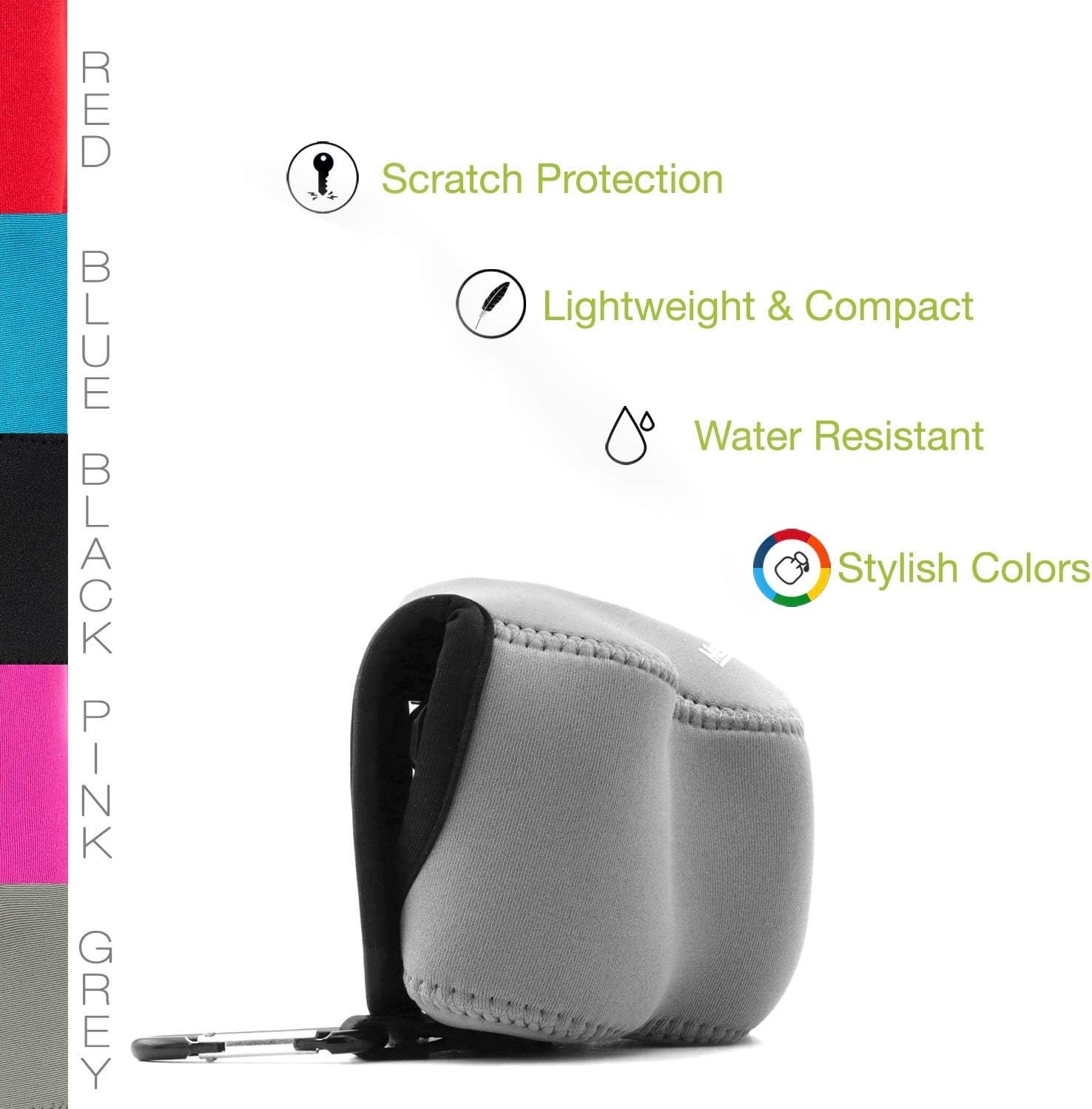 MegaGear MG064 Ultra Light Neoprene Camera Case Compatible with Sony Alpha A6400, A6500, A6300, A6000 (16-50 mm)-Gray (Model: MG065) - Image 6