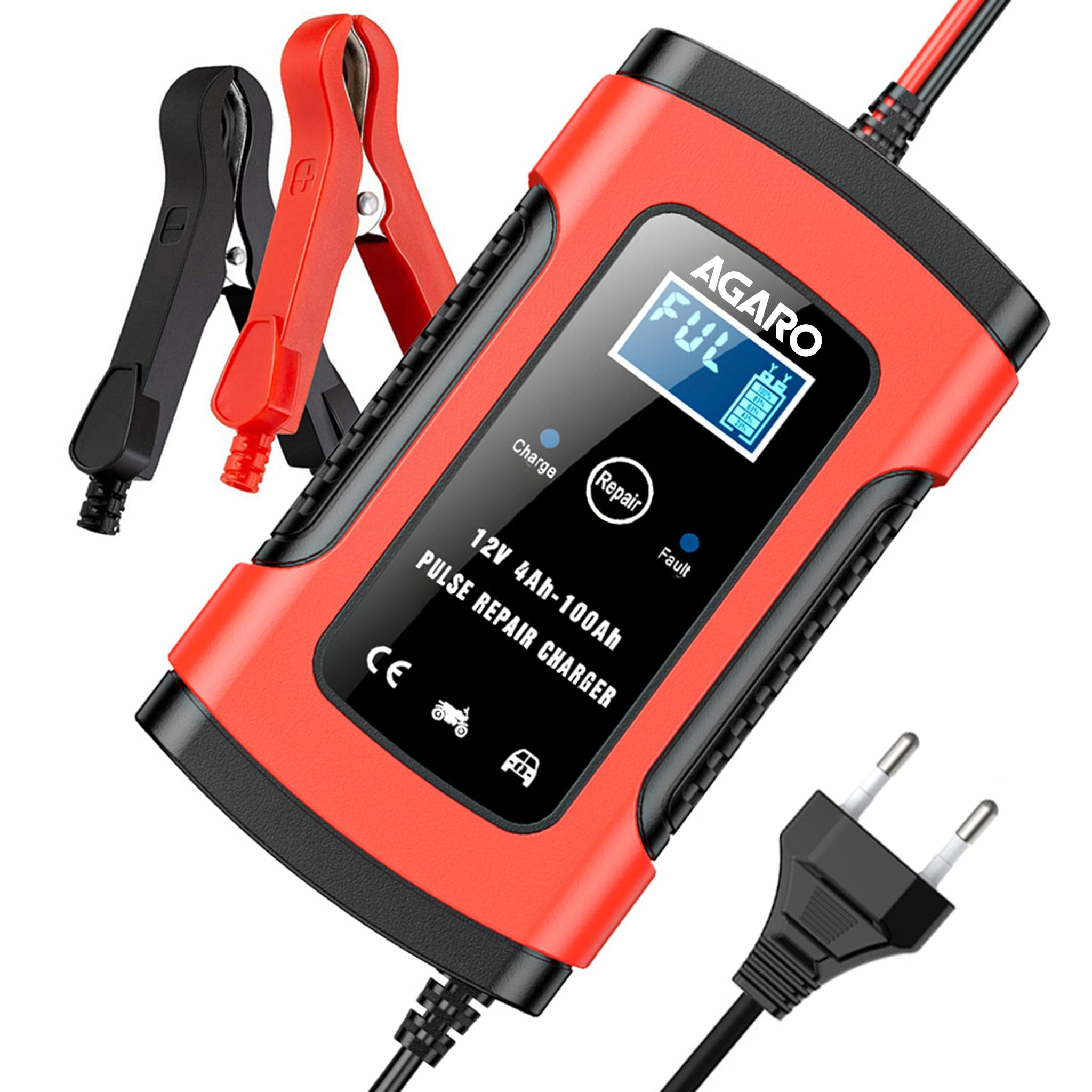 AGARO Car Battery Charger, 12V, 5A, Fully Automatic, Smart Car & Bike Battery Charger & Maintainer, Pulse Repair, LCD Display, Temperature Control, for AGM, Gel, Calcium & Wet Lead-Acid Batteries-image-36