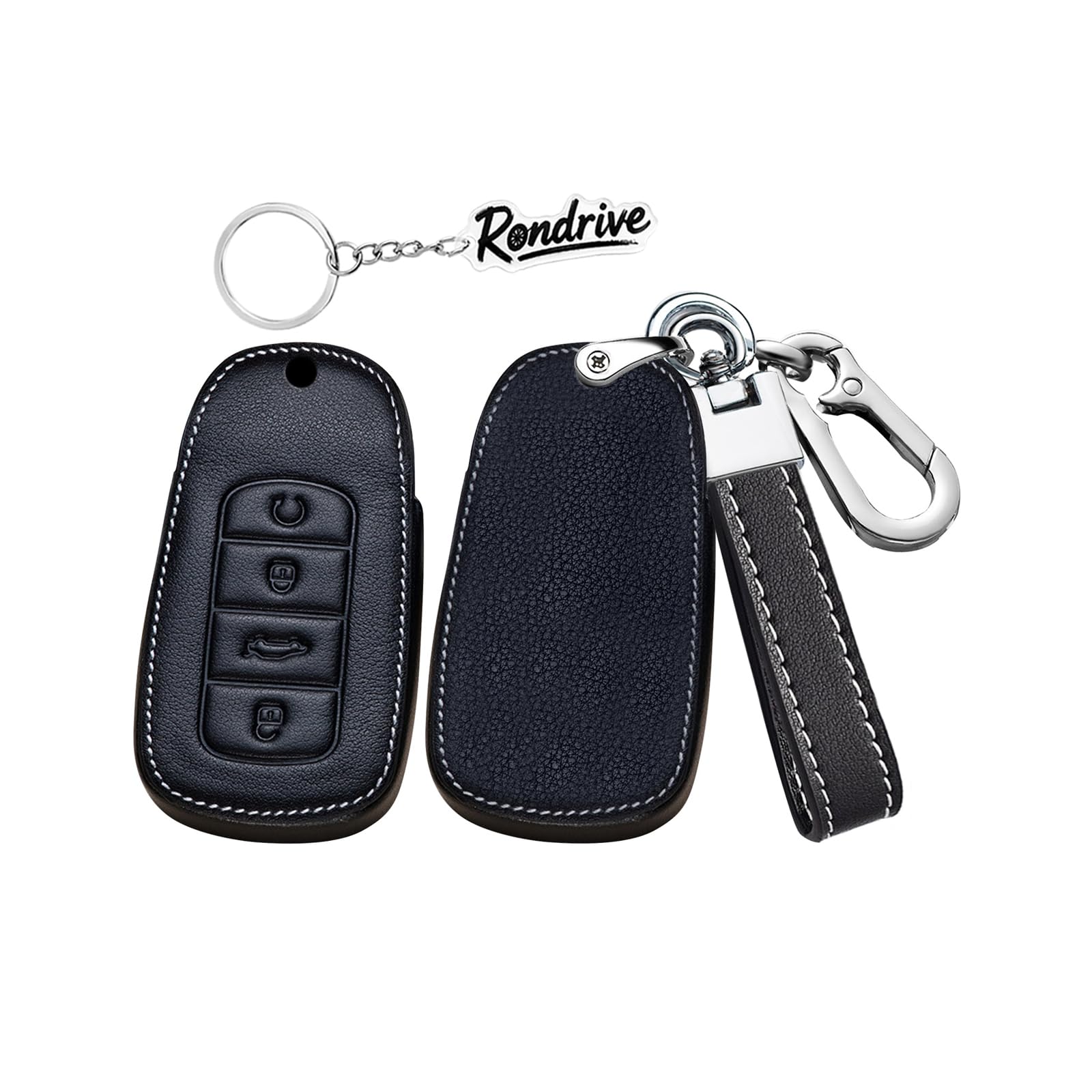 Funda protectora para llave compatible con Ebro S400 S700 S800 S900 mando a distancia para DR4.0 DR5.0 DR6.0 para Jaecoo 7 8 piel sintética funda para llave de coche 4 botones B-negro