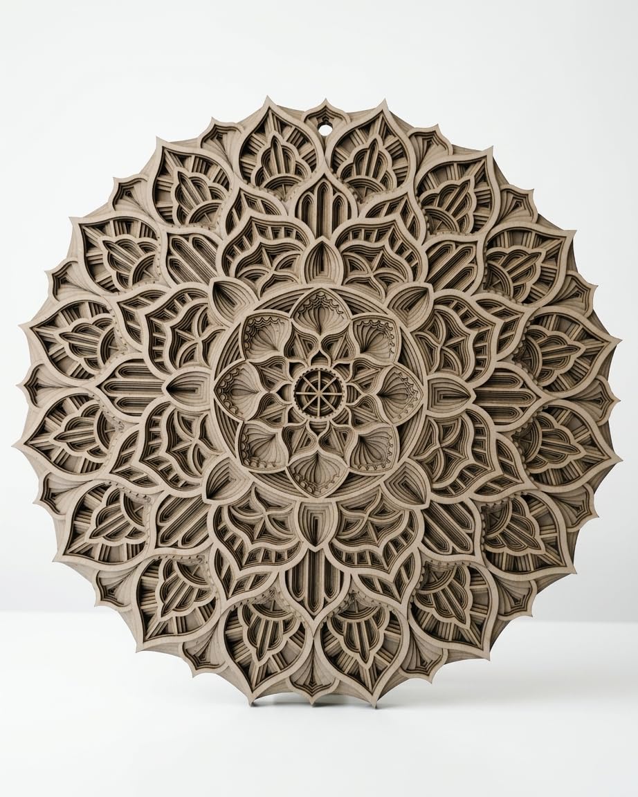 Gloridec Wooden Multilayered 3D Decorative Mandala Wall Decor | Decorative Round Mandla Wall Art for Living Room Wall Hanging Home Decor | RM08 (18" x 18" Inch)-image-20