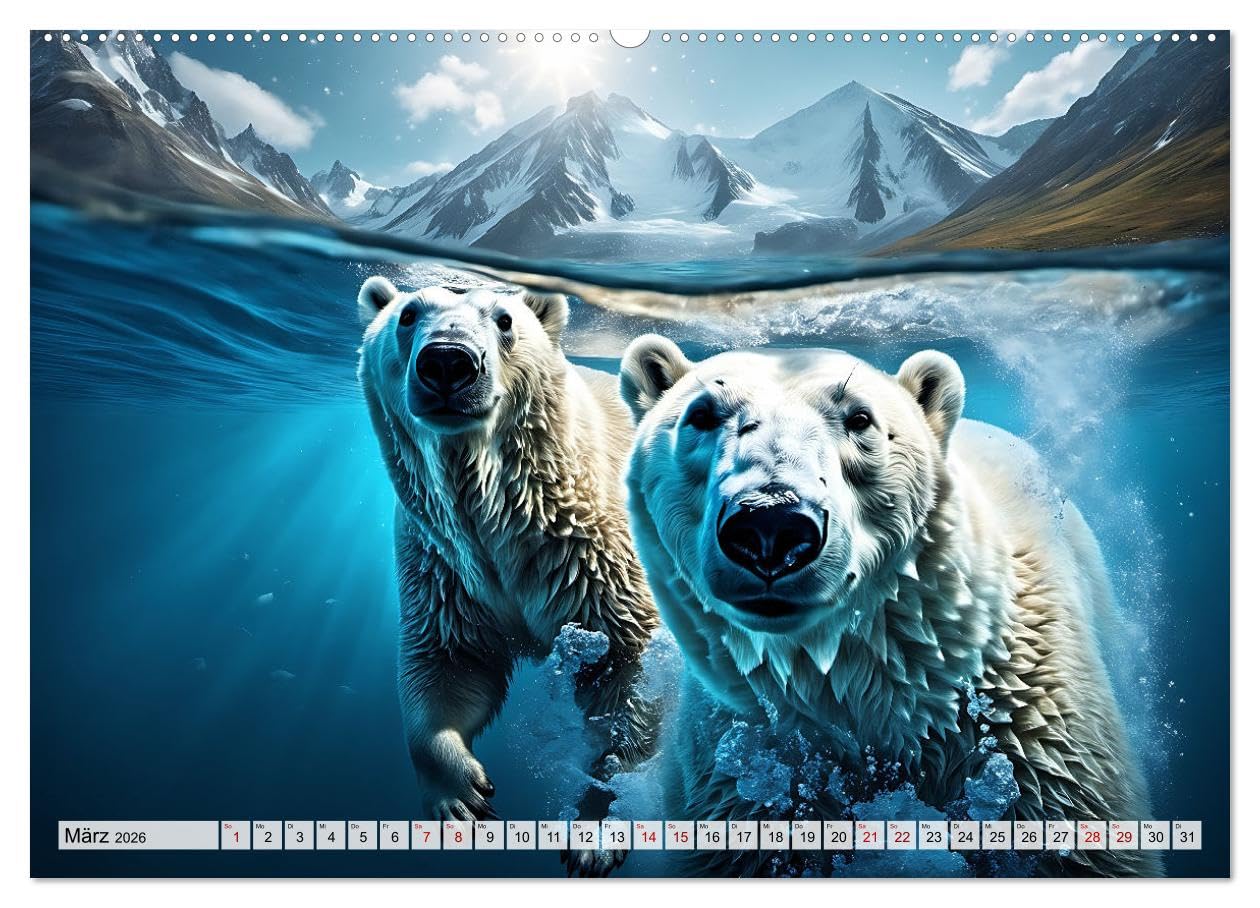 Im magischen Land der Eisbären (hochwertiger Premium Wandkalender 2026 DIN A2 quer), Kunstdruck in Hochglanz: Zauberhafte Bilder von Polarbären in ... Welt im ewigen Eis (CALVENDO Tiere)