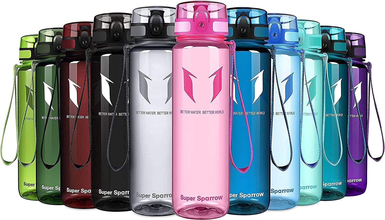 Sports Water Bottle - 350ml & 500ml & 750ml & 1000ml - Non-Toxic BPA Free & Eco-Friendly Tritan Co-Polyester Plastic - For Running, Gym, Yoga, Outdoors and Camping