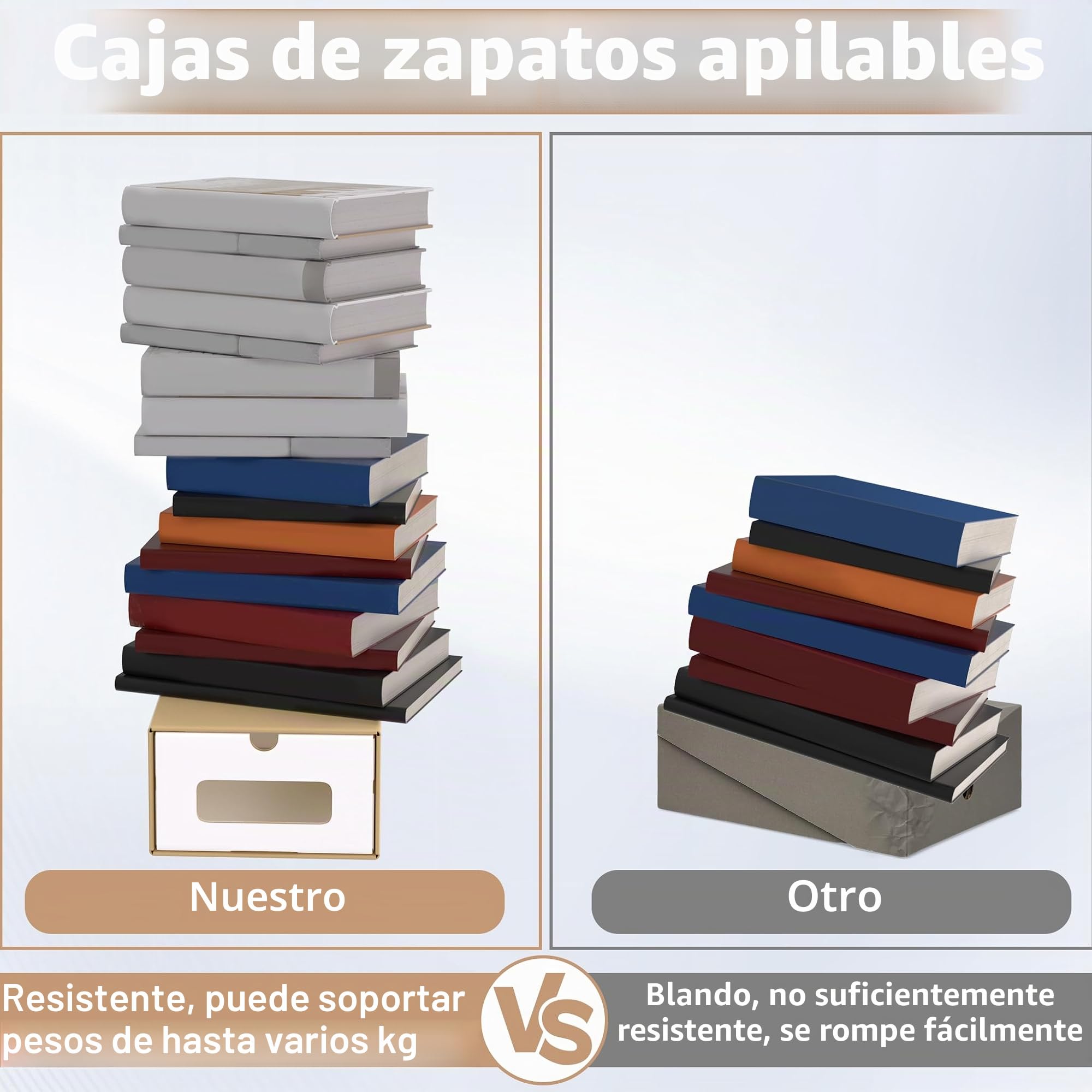 YUENFONG 10 cajas para zapatos con ventana y cajón, apilables, de papel kraft, para zapatos
