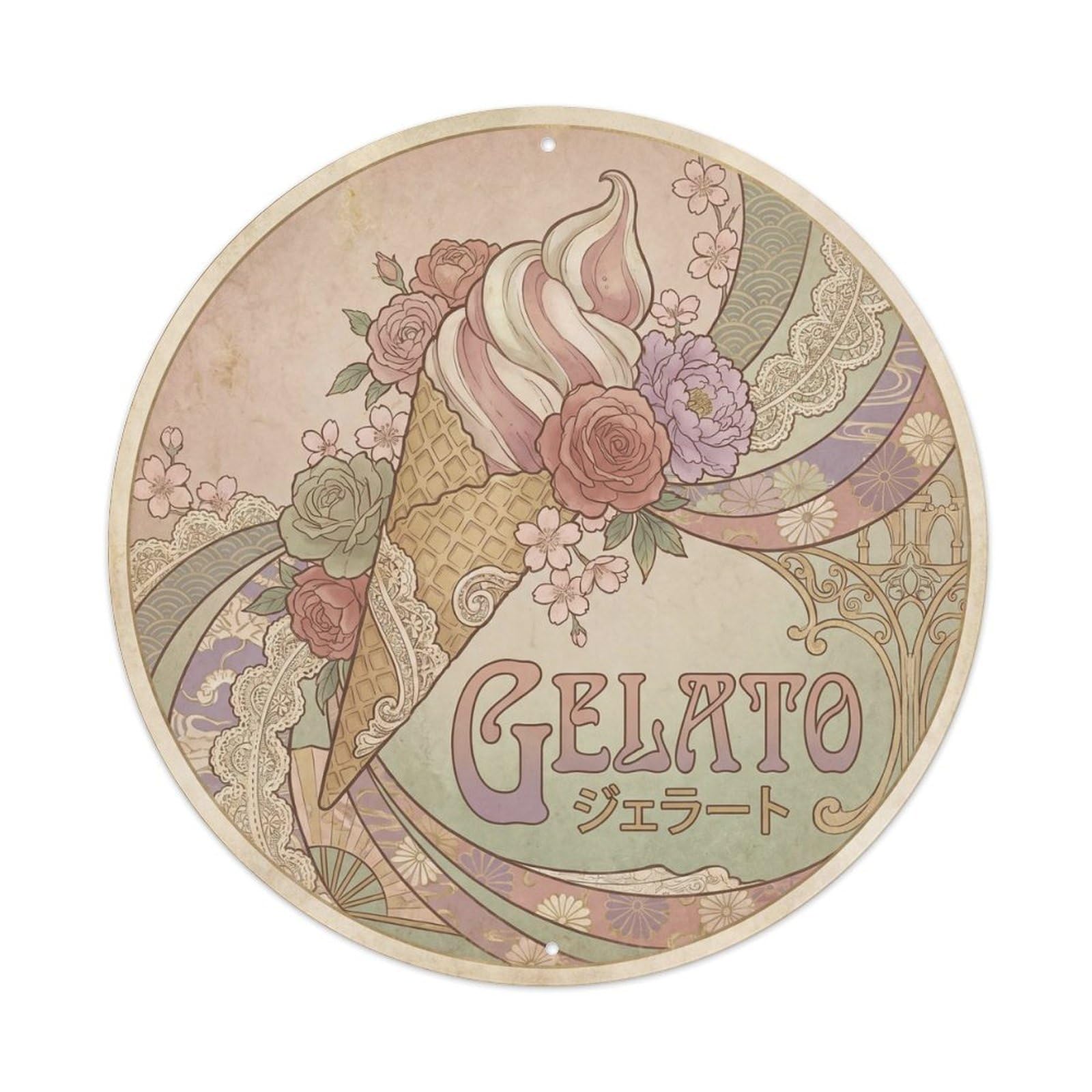 Gelateria Cafe Gelato Vintage Food Culture Metal Tin Sign