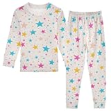 ALAZA Scattered Colorful Star Seamless Pajamas Set Snug-fit Long Sleeve Sleepwear&comma;18 M
