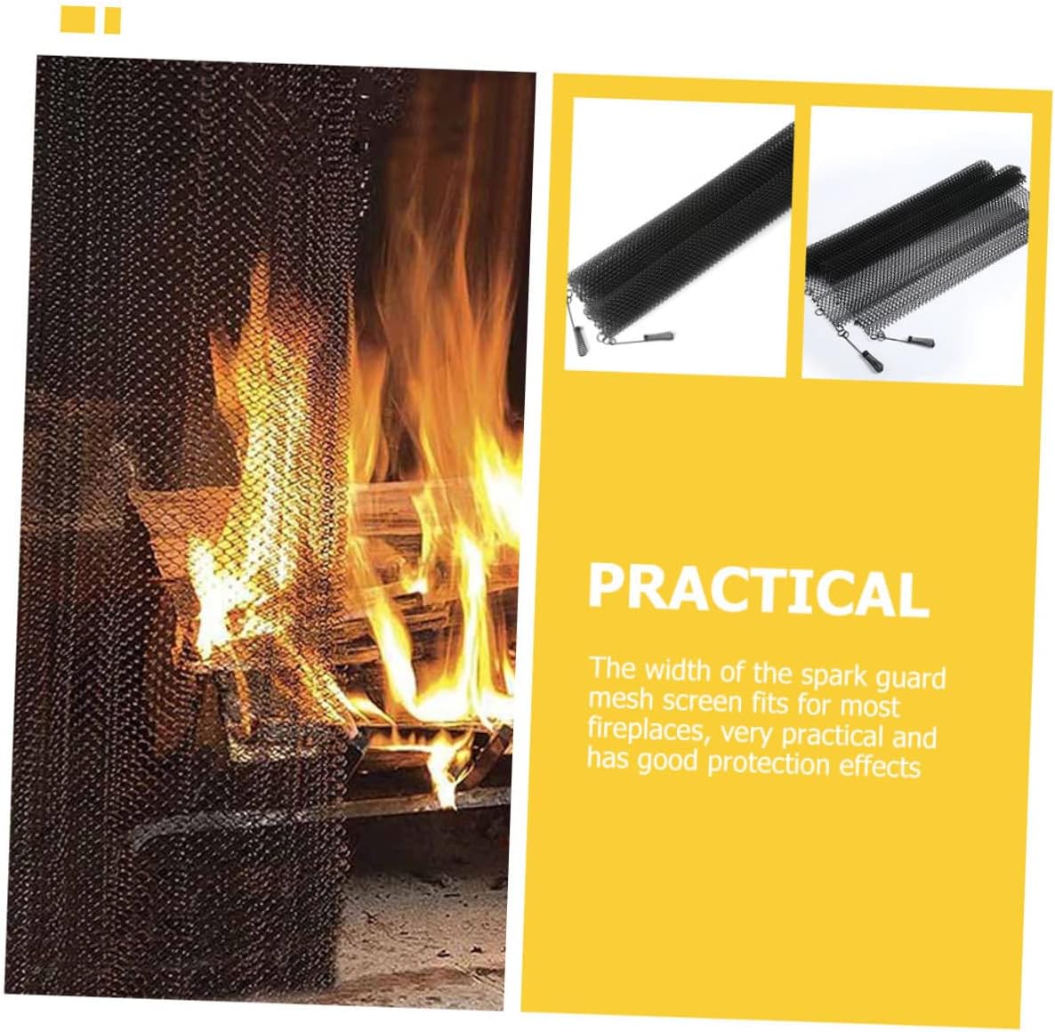 Fireplace Mesh Screen Curtain Set 2pcs Metal Fireplace Screen Panels with Handles Iron Hearth Mesh Curtains for Indoor Use