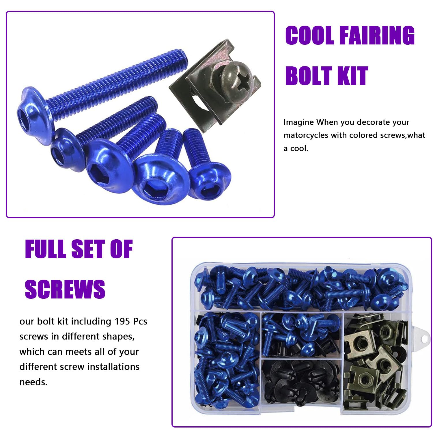 Motorrad Verkleidungsschrauben Für XMAX250 XMAX300 XMAX400 195Pcs Motorrad Verkleidung Windschutzscheibe M5 M6 Aluminium Schrauben Schrauben Kit Mutter Clips