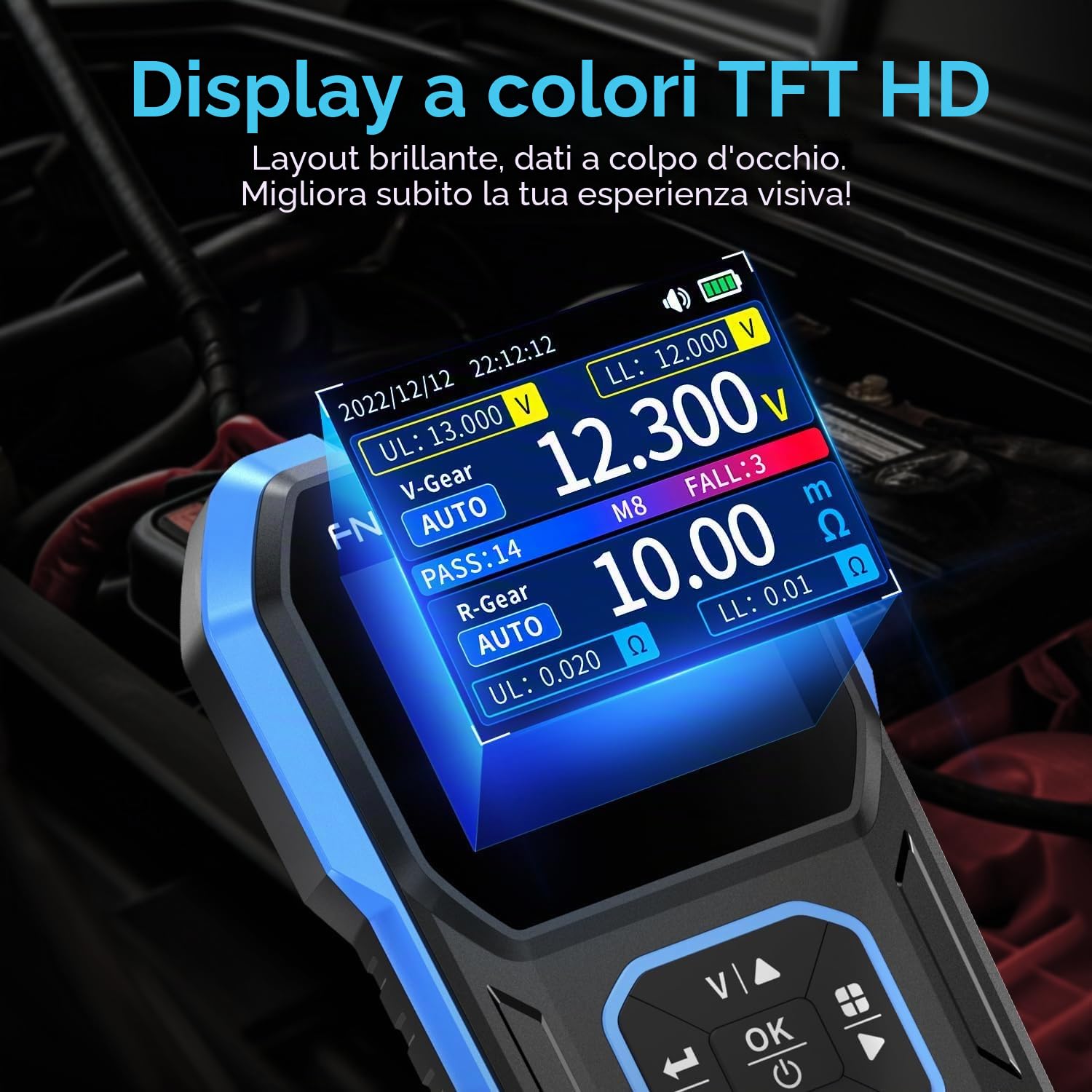 FNIRSI HRM-10 Tester di Resistenza Interna per Batterie, Milliohmmetro 100V e 200Ω, Tester per Batterie Auto, AAA, AA e Altri Tipi di Battery, Analizzatore per Batterie Domestiche