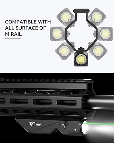 Miniatura 4 de Votatu M9L-G - Mini luz láser combinada compatible con superficie de riel M-Lok, linterna táctica de 550 lúmenes y mira láser verde con función