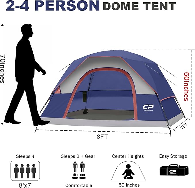 Carpa Camping 4 Personas CAMPROS CP Impermeable Doble Capa miniatura 2
