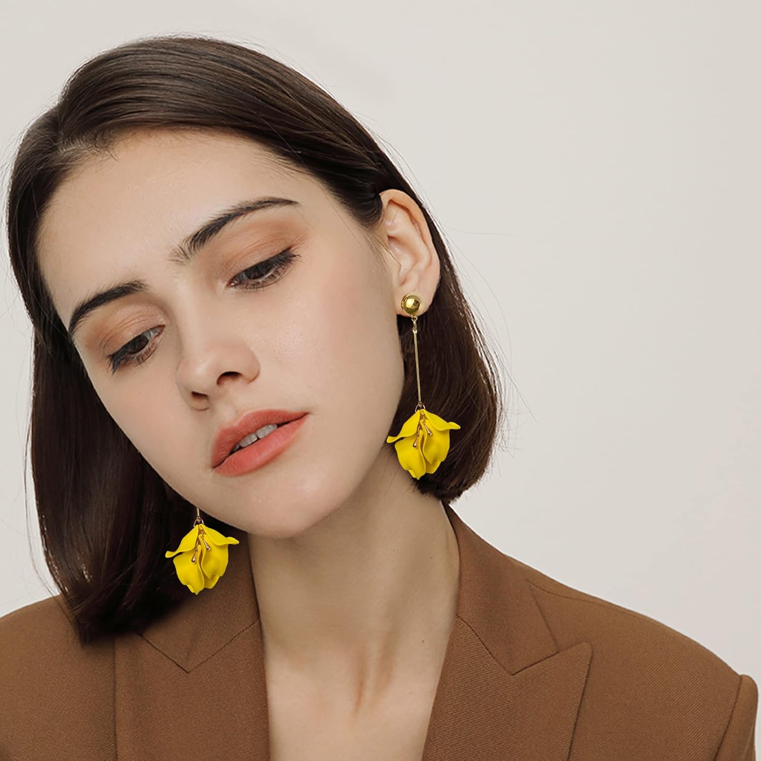 Acrylic Rose Petal Earrings Dangle Exaggerated Flower Earrings Drop Statement Multicolored Floral Tassel Earrings Valentine's Day Bridal Prom Gift - Image 3