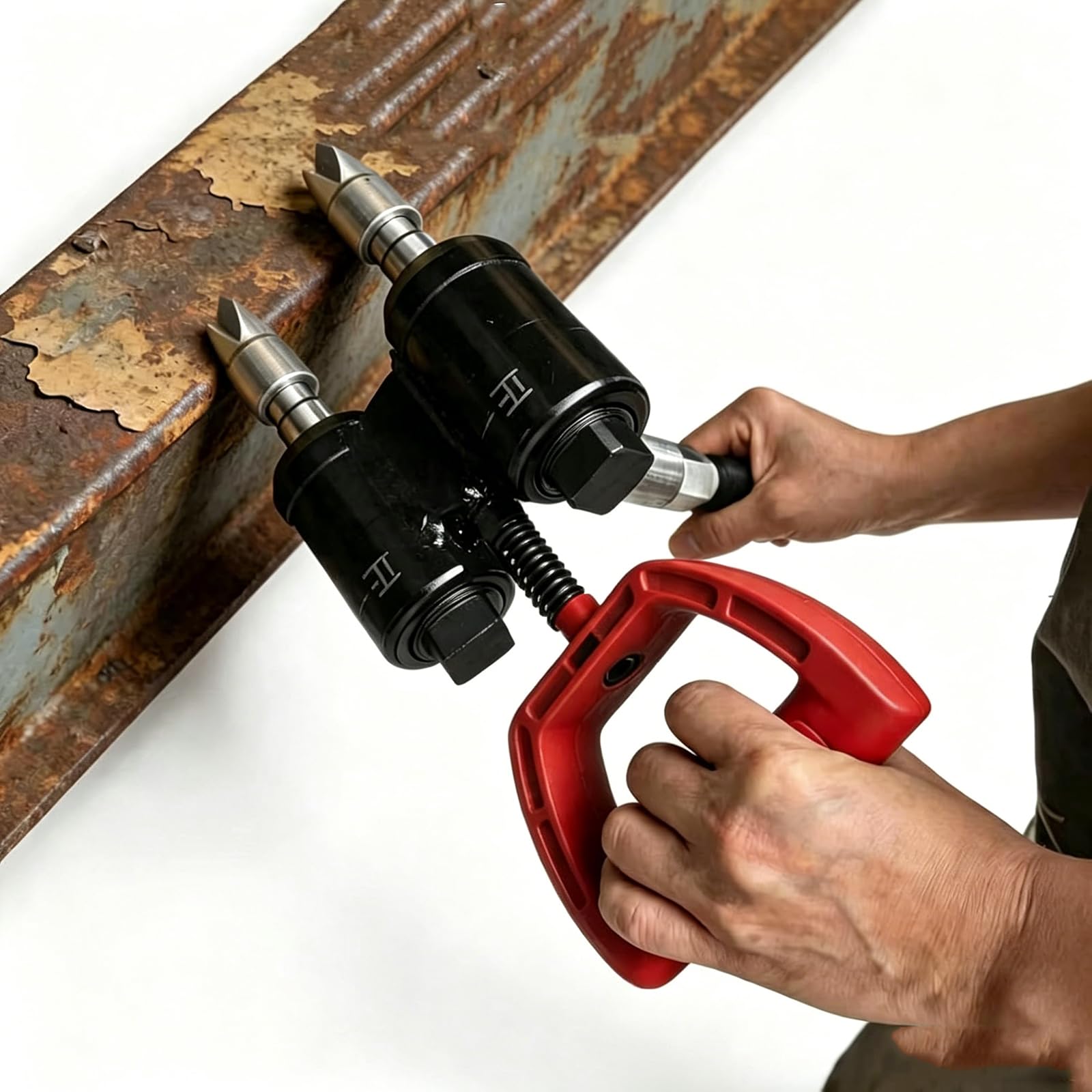 YXYLJOZ Pneumatic Bush Hammer Tool, Impact Hammer for Stone Surfaces Roughening, Double-Headed 9-Tooth Carbide Tips, Shock Absorbing Handle for Repair Patch Preparation