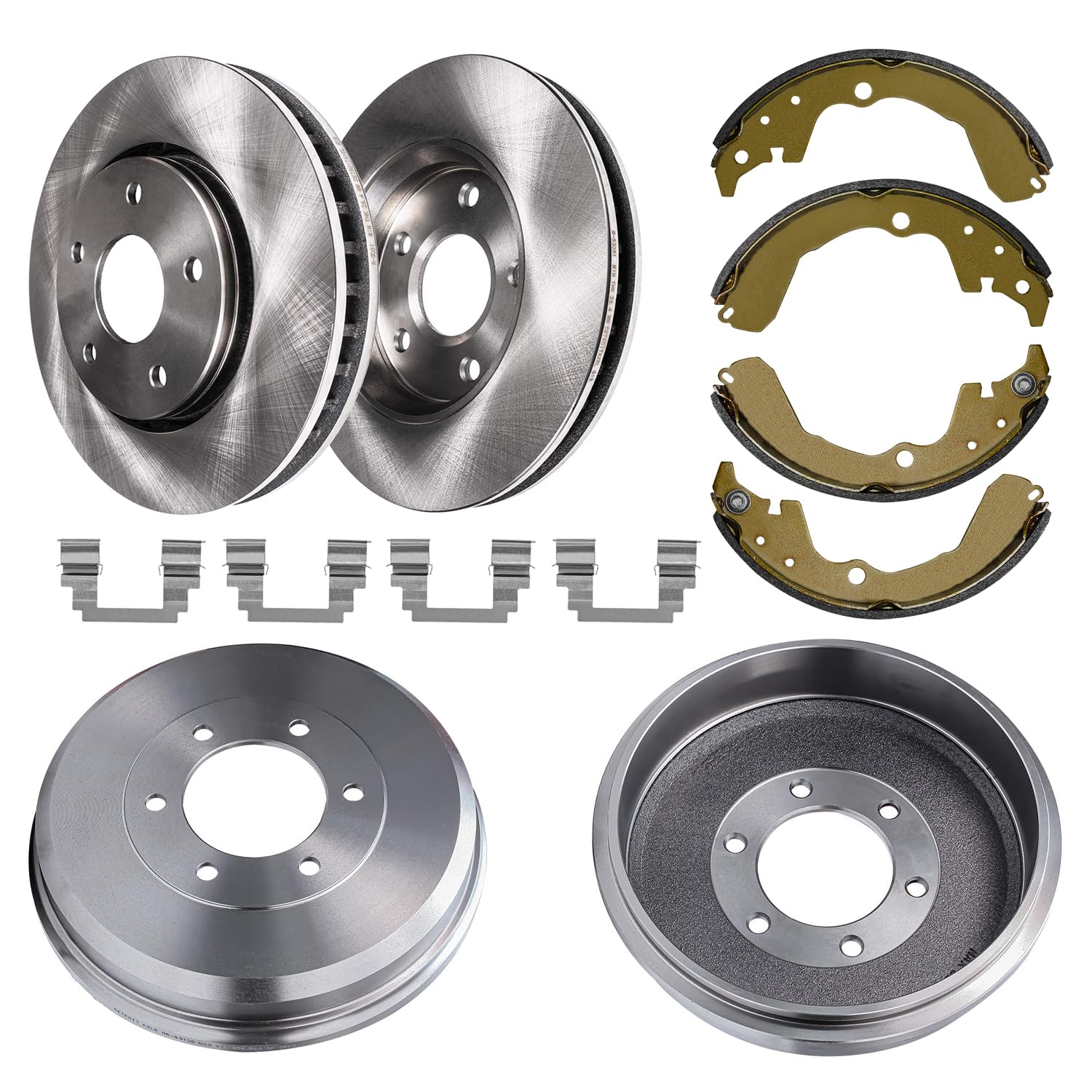 Detroit Axle - FWD Brake Kit for Toyota 2003-2008 Matrix Pontiac Vibe, Front Brake Rotors Ceramic Brakes Pads, Rear Brake Drums Brake Shoes 2004 2005