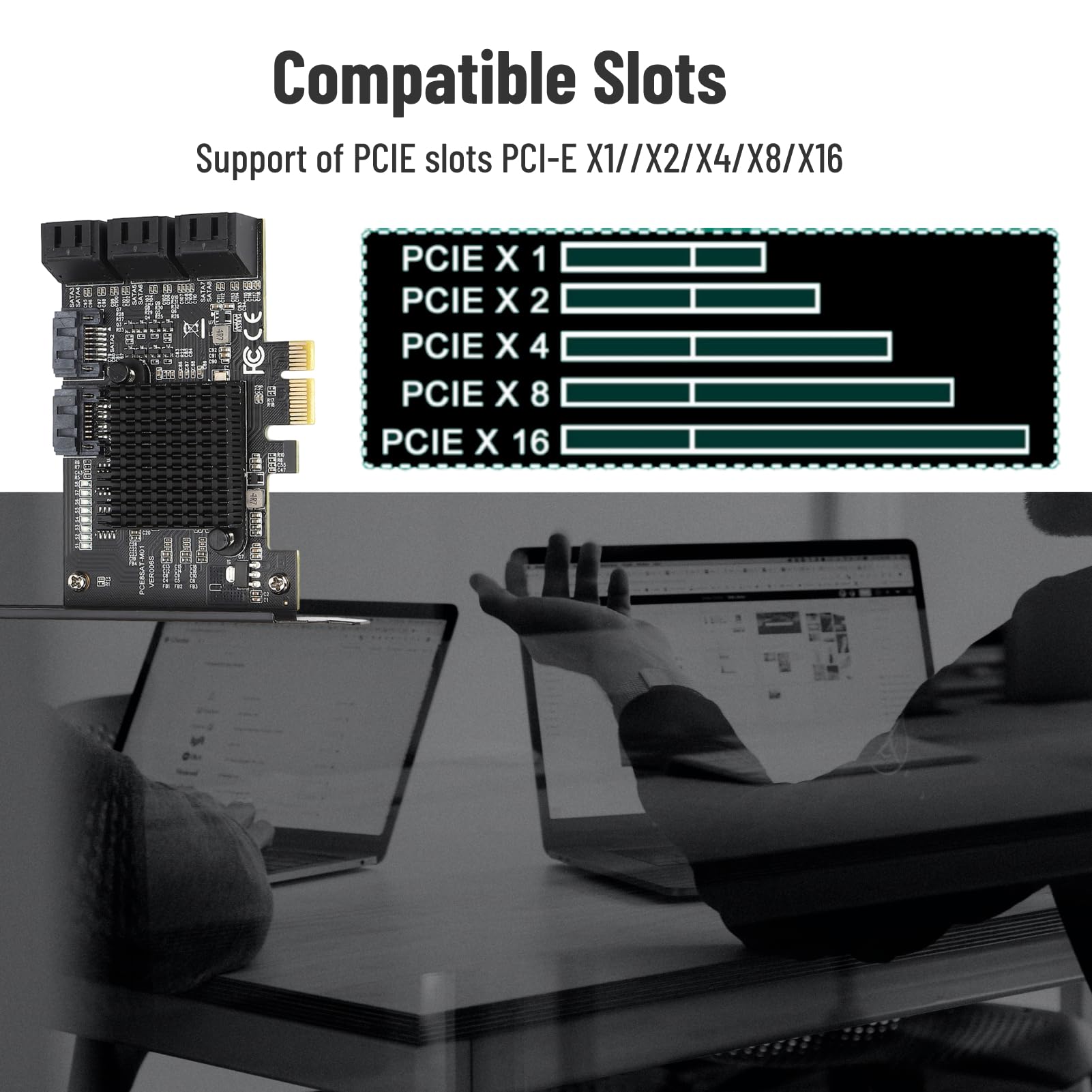 Tarjeta SATA de 8 Puertos, Tarjeta de expansión de Controlador PCI-E a SATA 3.0 con Soporte de Perfil bajo, Tarjeta de expansión de Interfaz SATA3.0 para Windows 7/8/XP/10