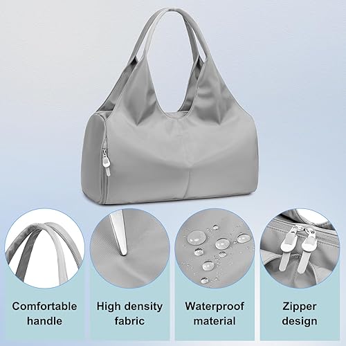 Miniatura 3 de Forestfish Bolsa de gimnasio de yoga para mujer con compartimento para zapatos y bolsillos de almacenamiento húmedos y secos, bolsa de lona ligera