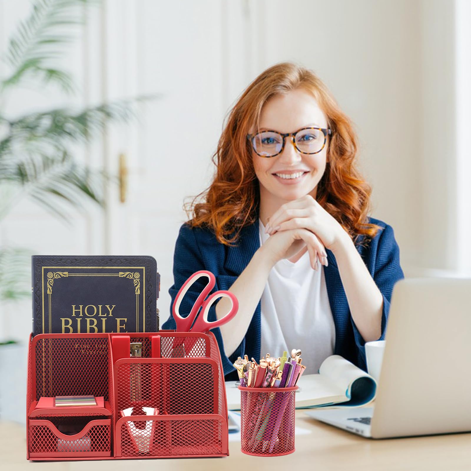 Organiseur Bureau Kit Fournitures Bureau OFFCUP - Agrafeuse, Ciseaux, Ruban Adhésif Et Rangement - Violet Ou Rose Matériel Bureau Complet