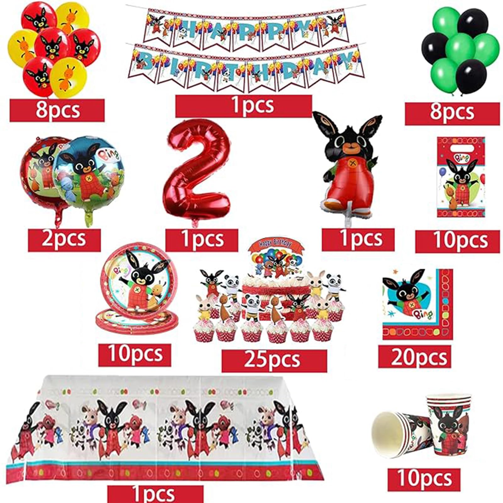 Set Stoviglie Compleanno Bunny - 40 Pezzi Per Feste A Tema Anime - Foto 8