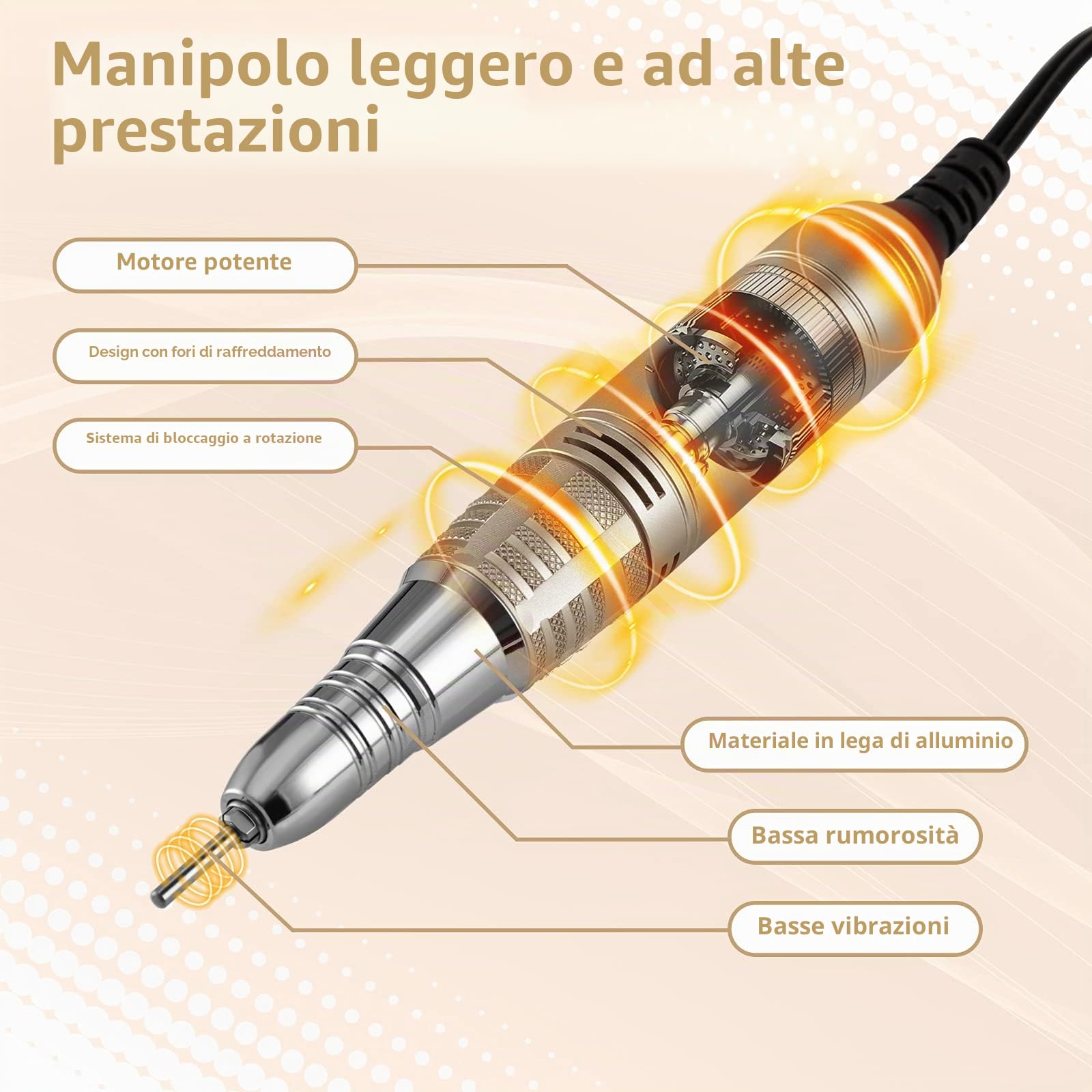 Madenia Fresa per Unghie Professionale 35000 Giri Display LCD Efile Digitale Lima per Unghie Elettrica Manicure e Pedicure, Zero rumore Nessuna vibrazione, con 6 Fresa Punte, Rosa