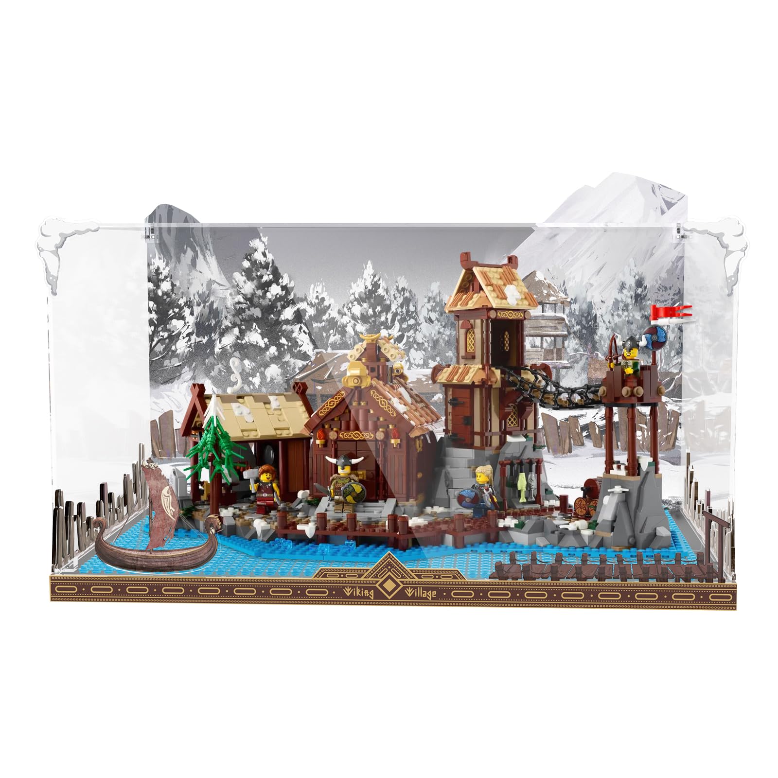 Acrylic Display Case for LEGO 21343 Viking Village, Dustproof Clear Display Box (Display Case ONLY,Lego Model NOT Included)