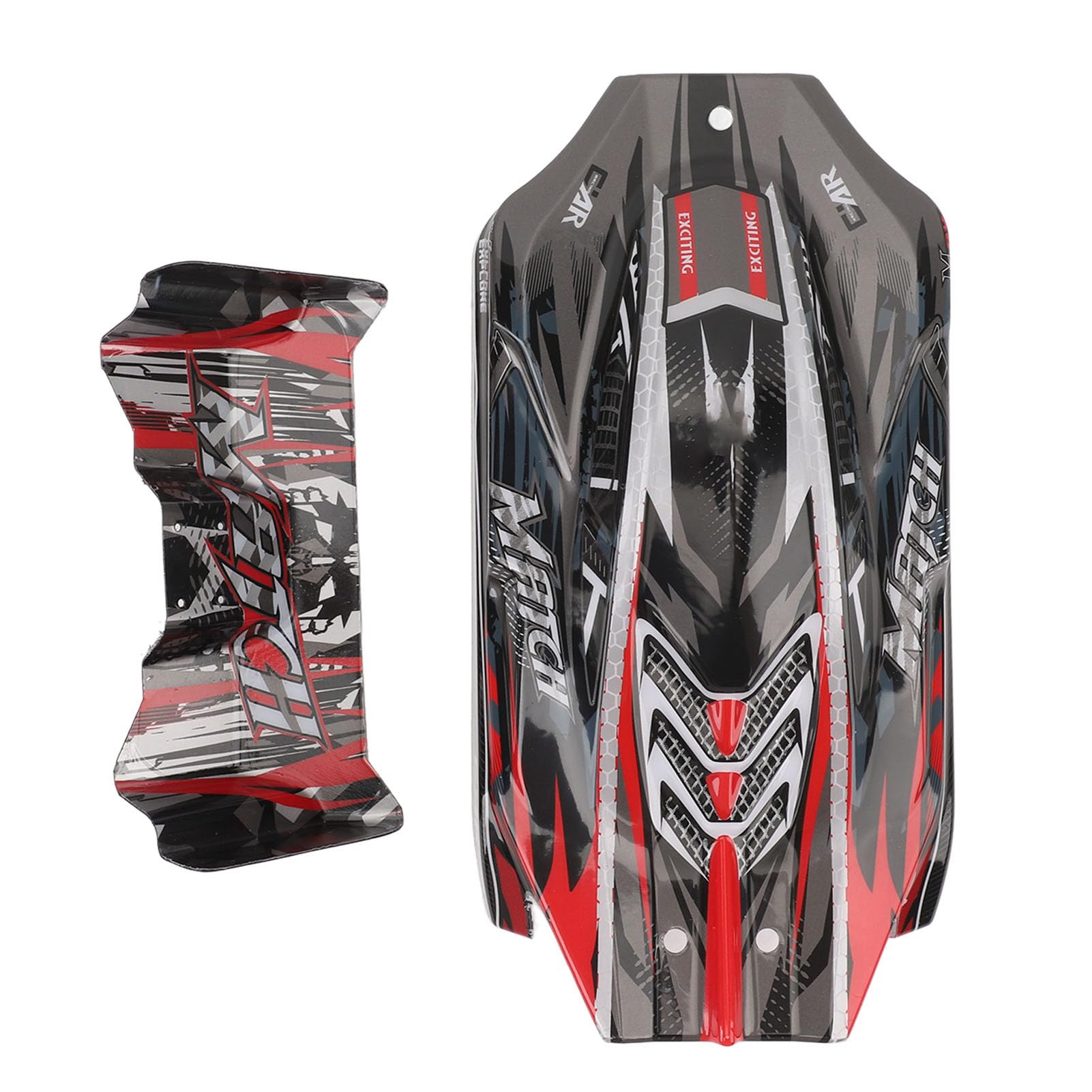 RC Car Shell, RC Car Shell and Tail Wing Set Cool and Stylish Remote Control Car Body Shell Replacement RC Vehicle Scale Accessories for Wltoys 124010 1/12 RC Car
