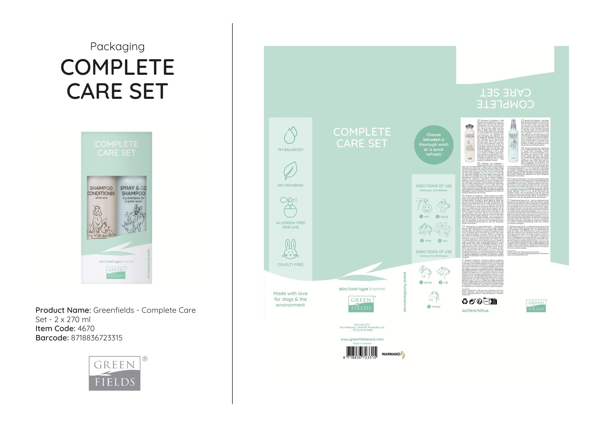Greenfields Set de Cuidado Completo, 250 ml, Paquete de 2