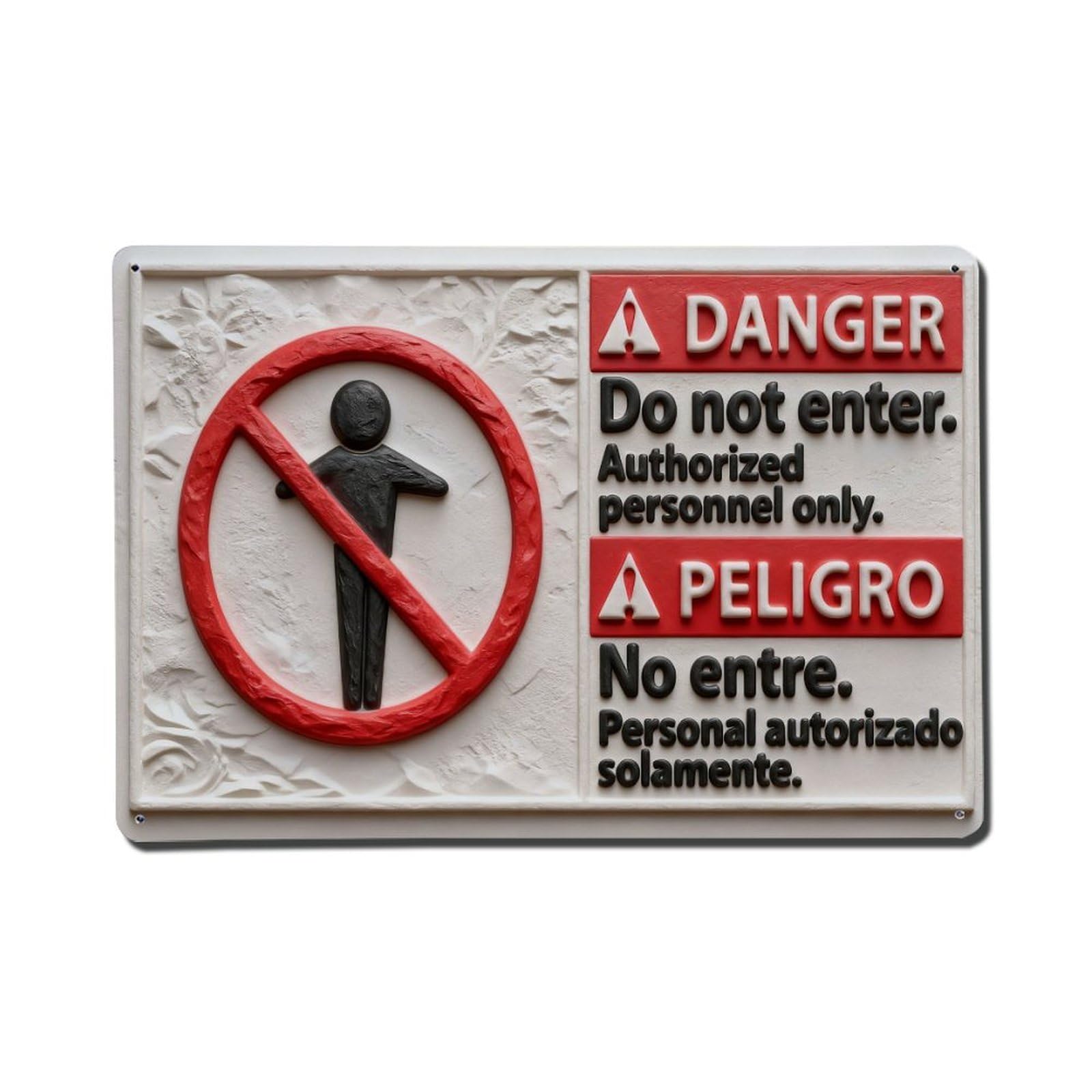 Iageret Vintage Danger Sign Warning Bilingual Symbol Metal Tin Sign Retro Wall Decor, Bar Garage Cafe Kitchen Home Wall Art Poster Decoration 8X12inches