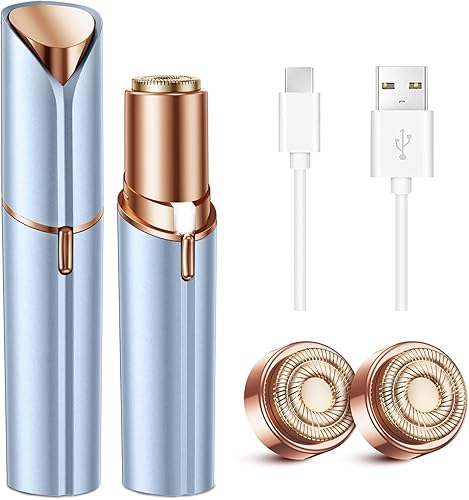 Depilación facial para mujeres: maquinilla de afeitar facial eléctrica con luz LED, mini afeitadora sin dolor y resultados instantáneos para uso de