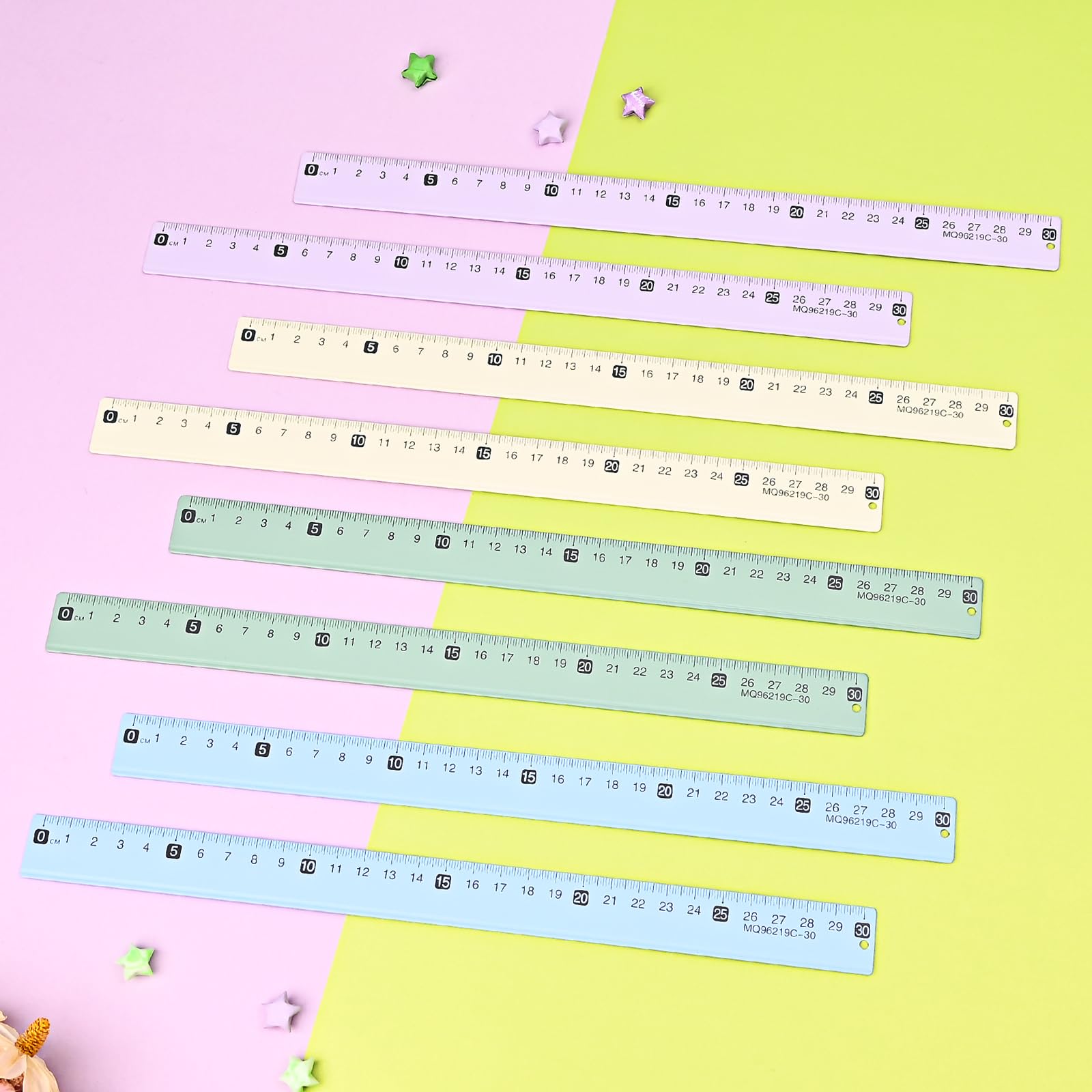 BAYTORY 8Pcs 30cm Metal Straight Ruler, Shatterproof Aluminum Rulers, Bulk Morandi Color Ruler, Student Stationery with Centimeters, Measuring Tool for School Office Use (30cm)