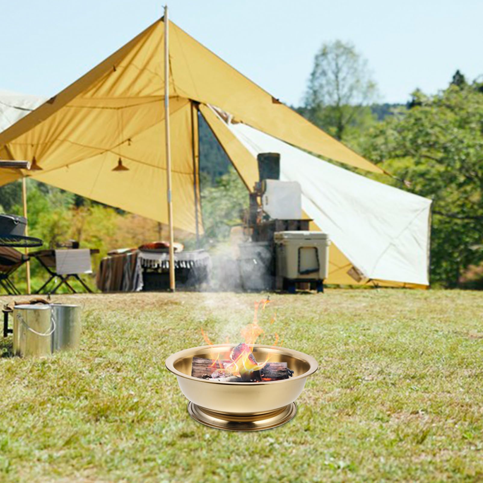 Herbst Feier Feuerstelle aus Eisen Gold, Tragbar für Camping und Garten