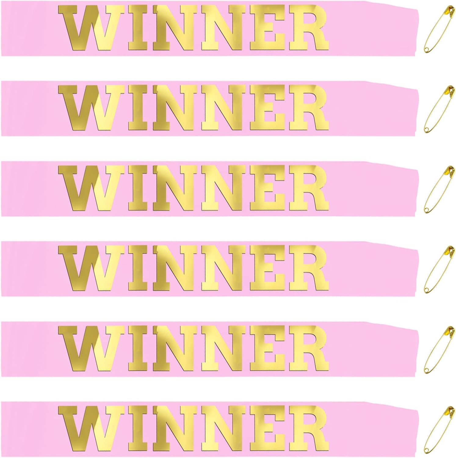 6 pcs Winner Satin Sash Party Accessory, Blue And Gold Winner Satin Sashes Celebrate In Style At Parties, Contests, Sporting Events And Competitions, 1st Place Award Sash Grand Prize Ribbon Winner Victory Ribbon Deluxe Recognition Ribbons for Classroom, (BLUE)