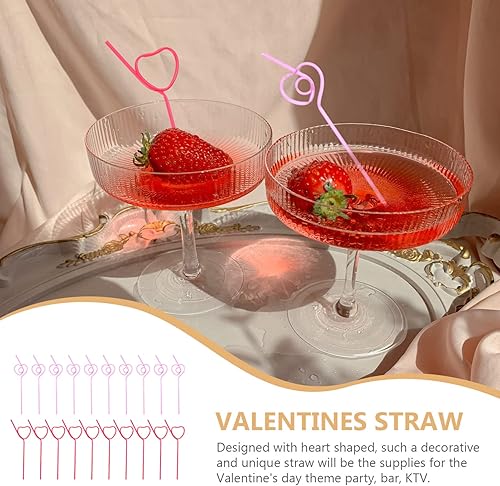 Miniatura 9 de DOITOOL 40 pajitas de San Valentín en forma de corazón, pajitas de café y jugo, pajitas decorativas para té y agua, pajitas de bebida flexibles para