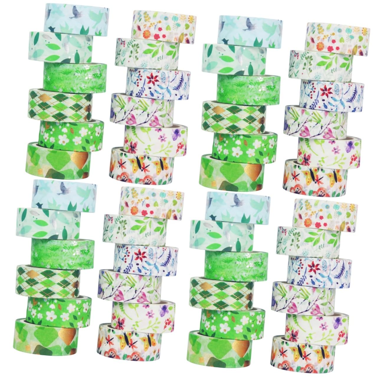SHINEOFI 48 Nastro Adesivo Decorativo Washi Tape Motivi Floreali Per Scrapbooking e Fai Da Te Su Superfici Lisce e Piane Per Album Diari e Progetti Creativi